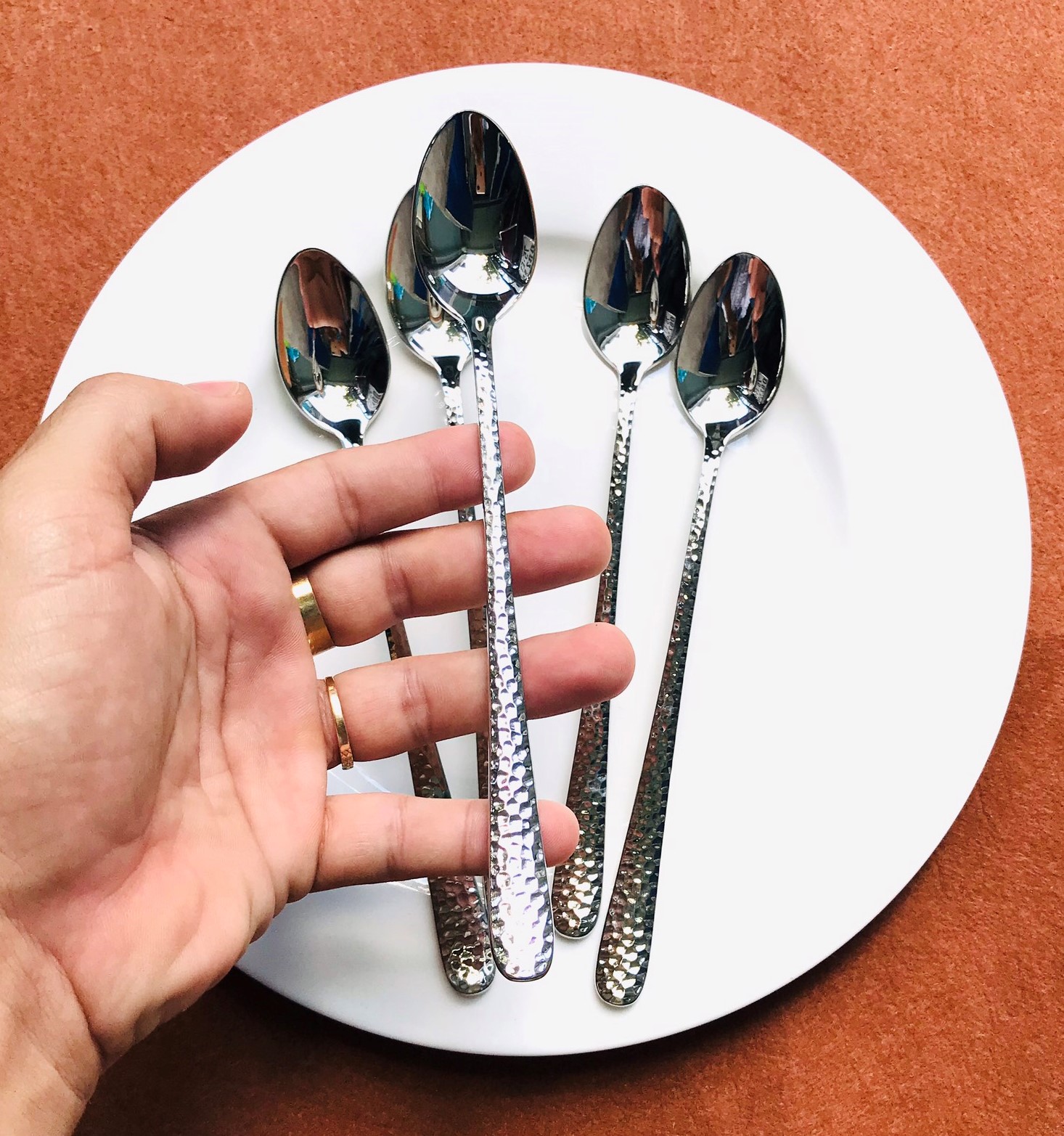 Set 5 muỗng café dài cao cấp kiểu Da rắn Inox304 ODILE011