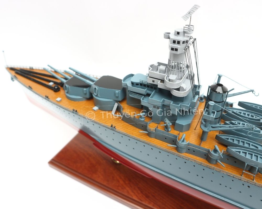 Mô Hình Thuyền Gỗ Phong Thủy Dạng Thuyền Chiến USS WEST VIRGINIA Chính Hãng Hàng Xuất Khẩu Chất Lượng Cao