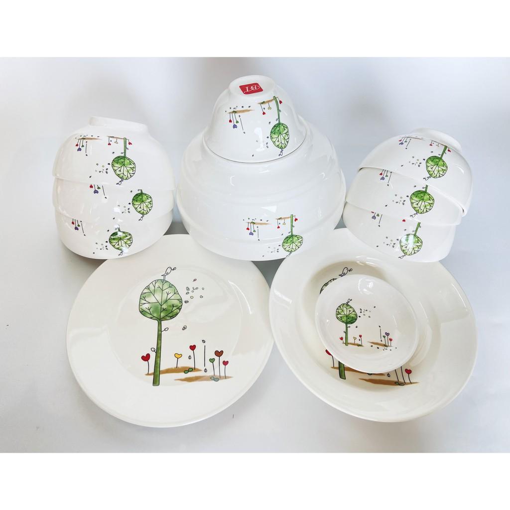 Bộ đồ ăn 11 món bát, đĩa, tô, chén gốm sứ cao cấp ,bộ tô chén,bộ bát đĩa gốm sứ cao cấp
