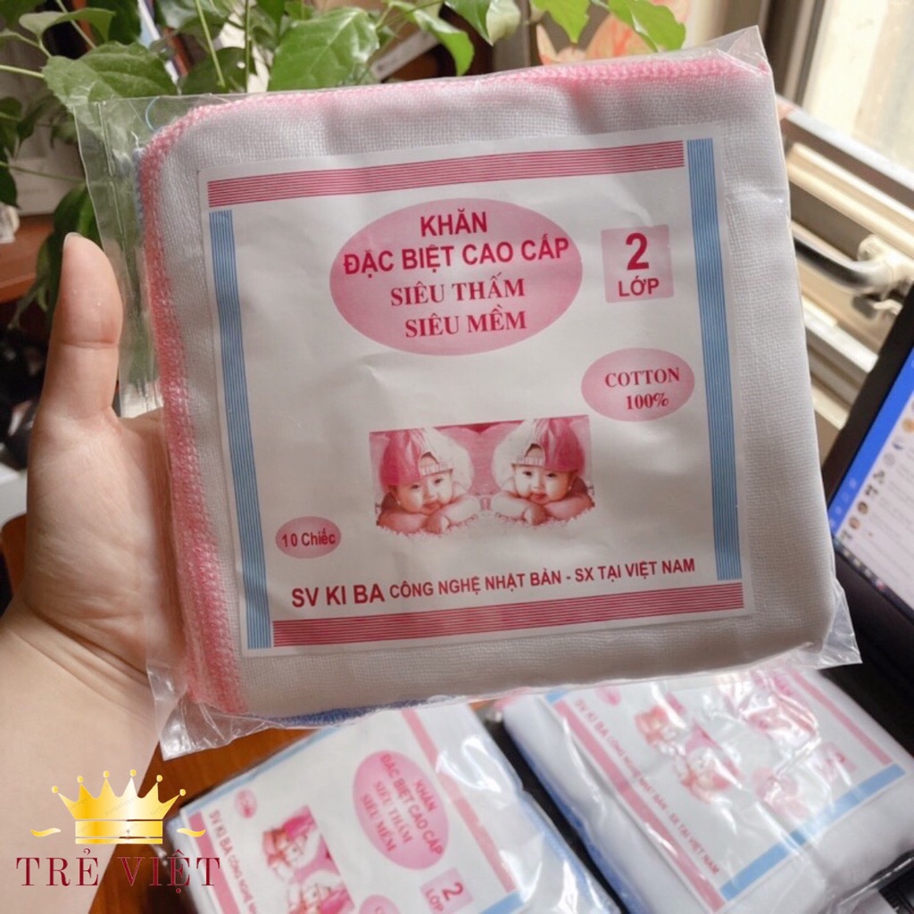 Khăn tắm cho bé, khăn xô sữa  siêu thấm, siêu mềm 2 lớp,3 lớp, 4 lớp ( túi 10 cái ) KT01