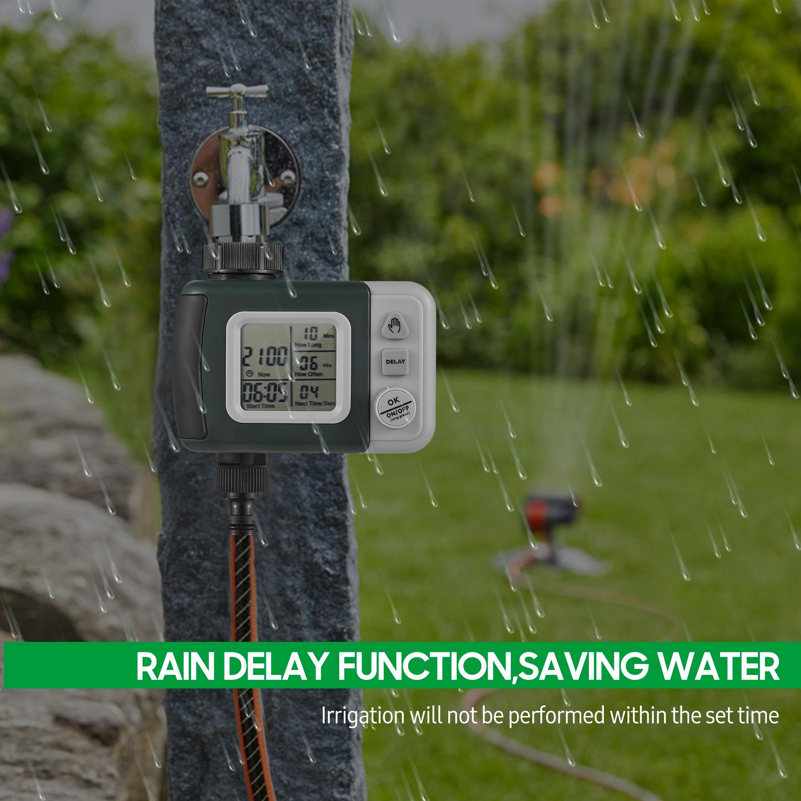 Digital Automatic Watering Timer Programmed Garden Irrigation Timer Hose Faucet Sprinkler with Rain Delay Intelligent Irrigation Controller for Lawn Farmland Courtyard Greenhouse