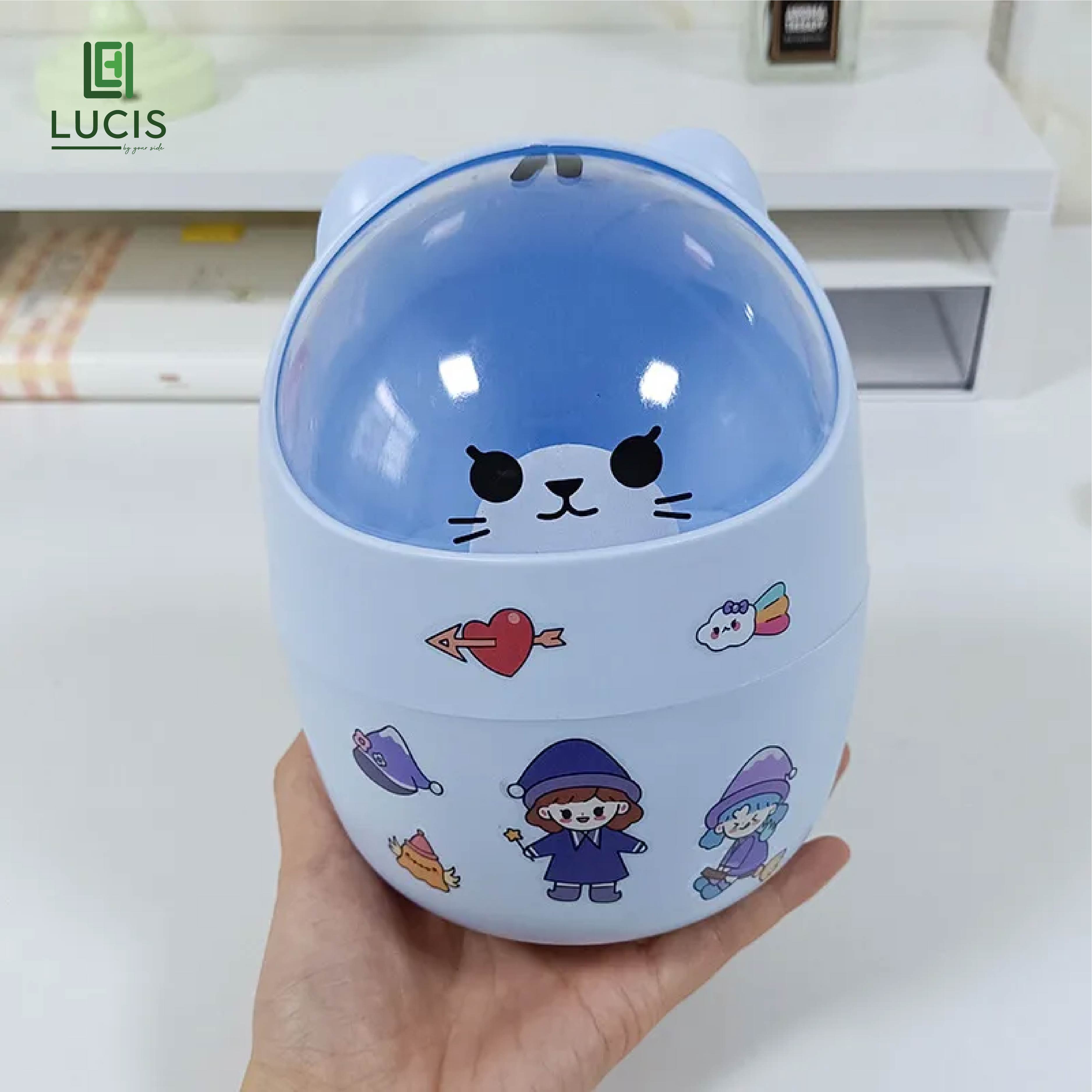 Thùng Rác Mini Con Mèo Để Bàn Đựng Đồ Nhỏ Dễ Thương LUCIS