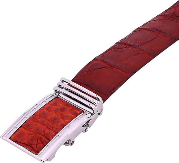 Thắt Lưng Nam Da Cá Sấu Nguyên Con Bụng Huy Hoàng HT4743 - Nâu Đỏ