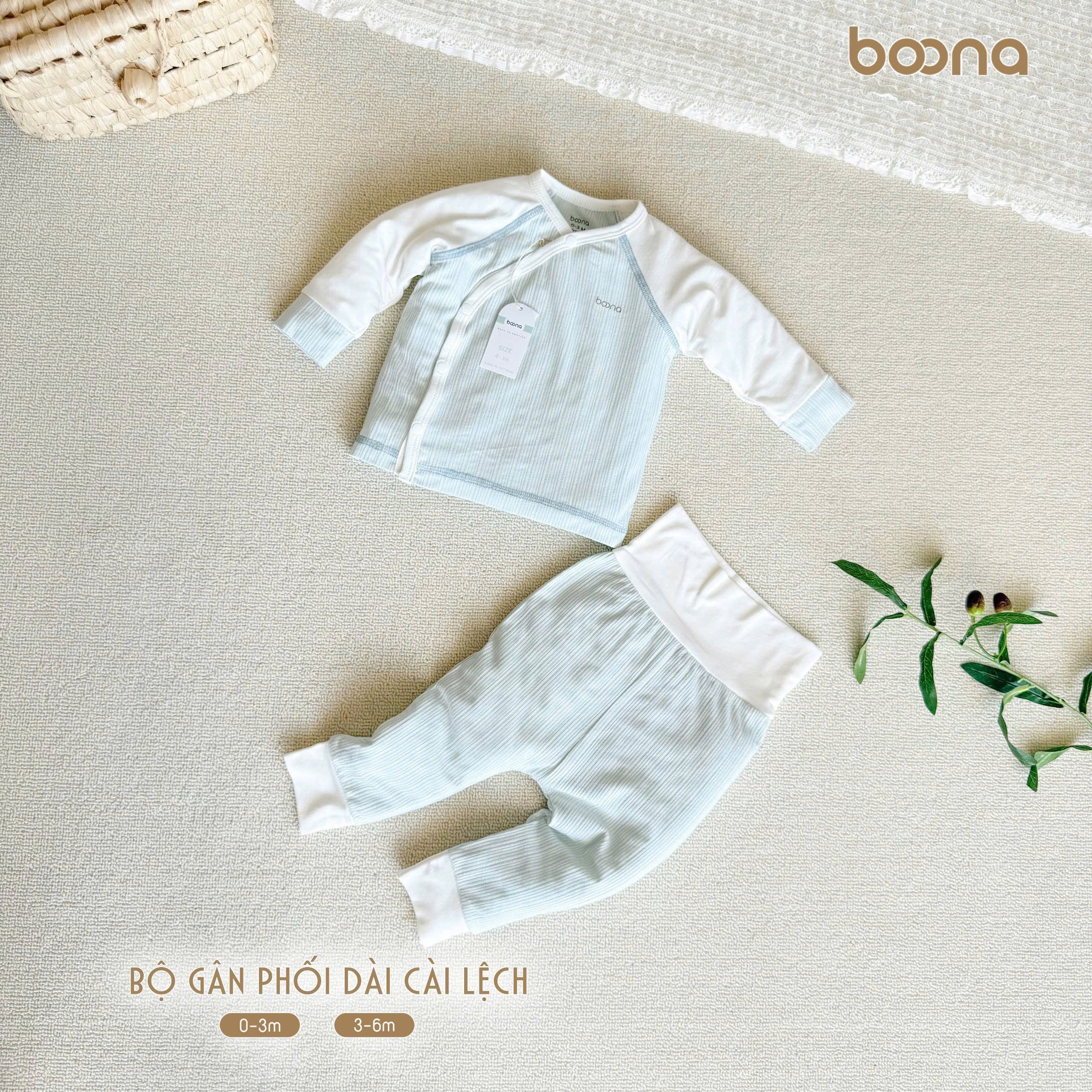 Bộ gân phối dài cài lệch Boona cho bé