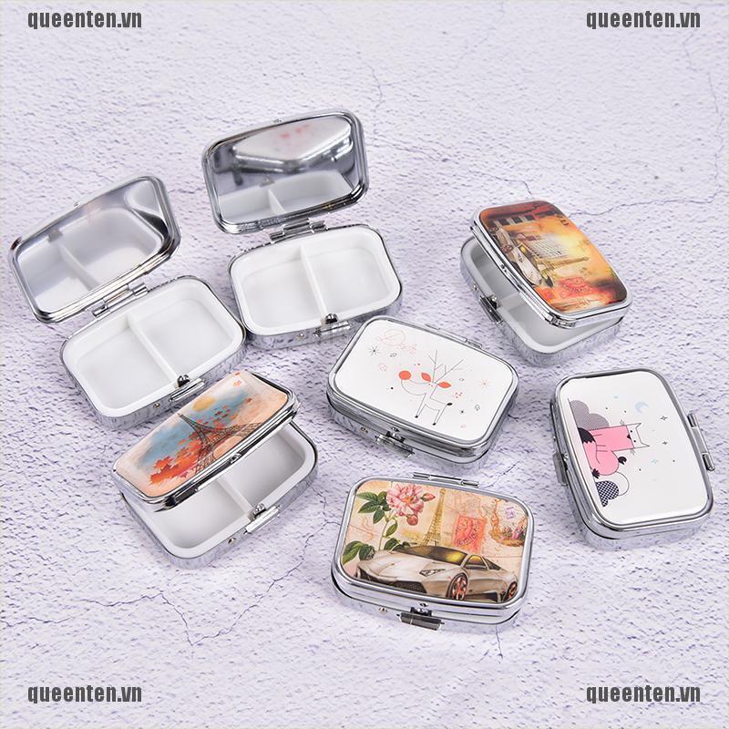 Square Metal Folding case Medicine Organizer Box Storage Container QUVN