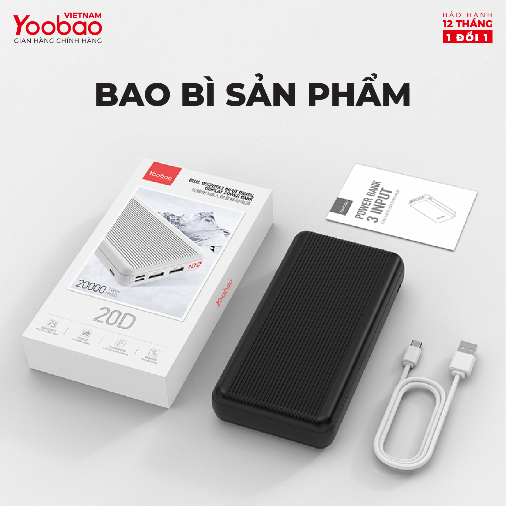 Sạc dự phòng 10000mAh Yoobao P10D Slim sạc nhanh PD Công suất 18W - Hàng chính hãng