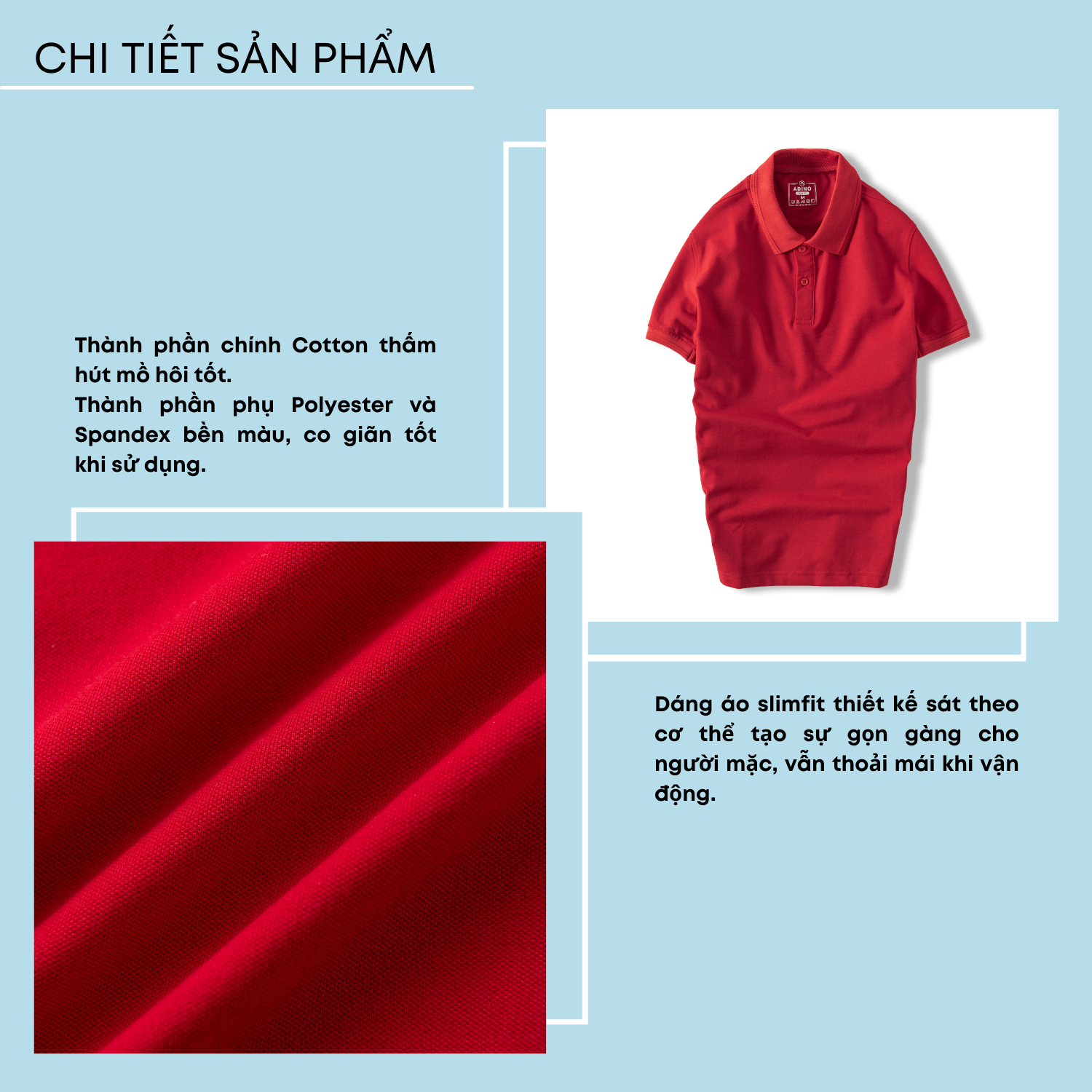 Hình ảnh Áo polo nam màu đỏ phối viền chìm ADINO vải cotton polyester mềm dáng slimfit công sở trẻ trung năng động AP84