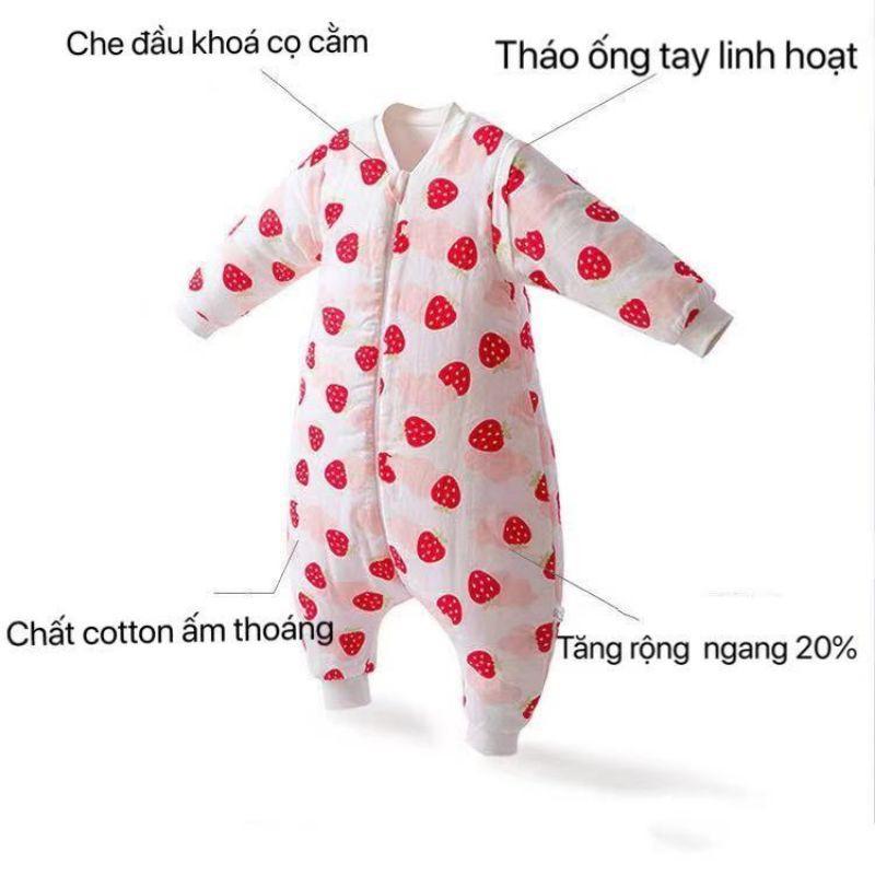 Túi ngủ cotton chần bông mùa Đông CHỐNG ĐẠP CHĂN, túi ngủ cho bé, túi ngủ ĐẠI HÀN