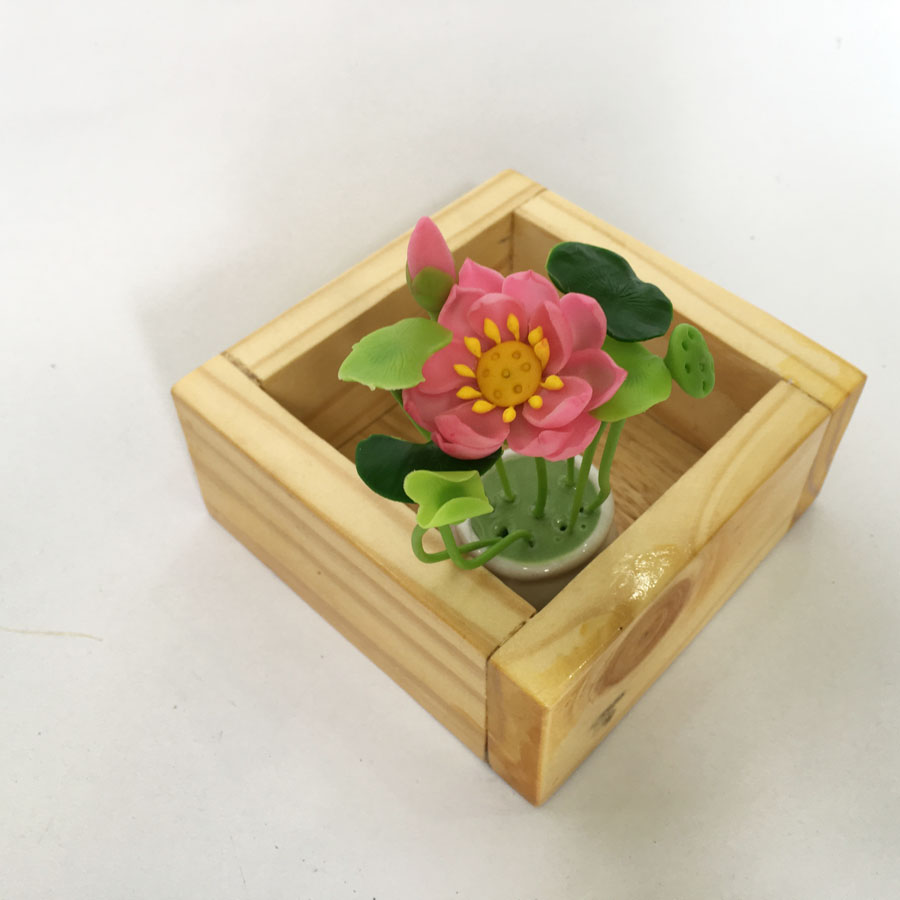 Chậu gỗ thông 10x10x5cm đa năng - cắm hoa / hộp đựng đồ / kệ trang trí