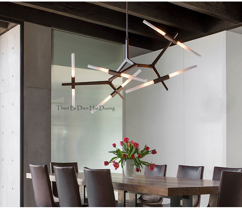 Đèn Chùm Decor Xương Cá 10 Tay  - Kiểu Dáng Sang Trọng Hiện Đại - 10 Bóng Led G4 - Có Video