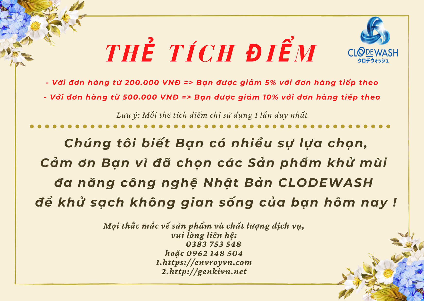 Chai xịt khử mùi thuốc lá, mùi hôi, mùi ẩm mốc, mùi thức ăn...công nghệ Nhật Bản CLODEWASH 300ml