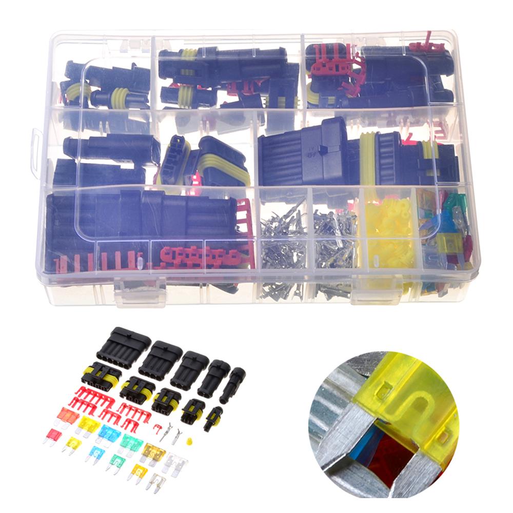 240PCS Waterproof Car Auto Electrical Wire Terminal Connector Plug with Blade Fuse Connector Plug Kit  Set Assortment 1