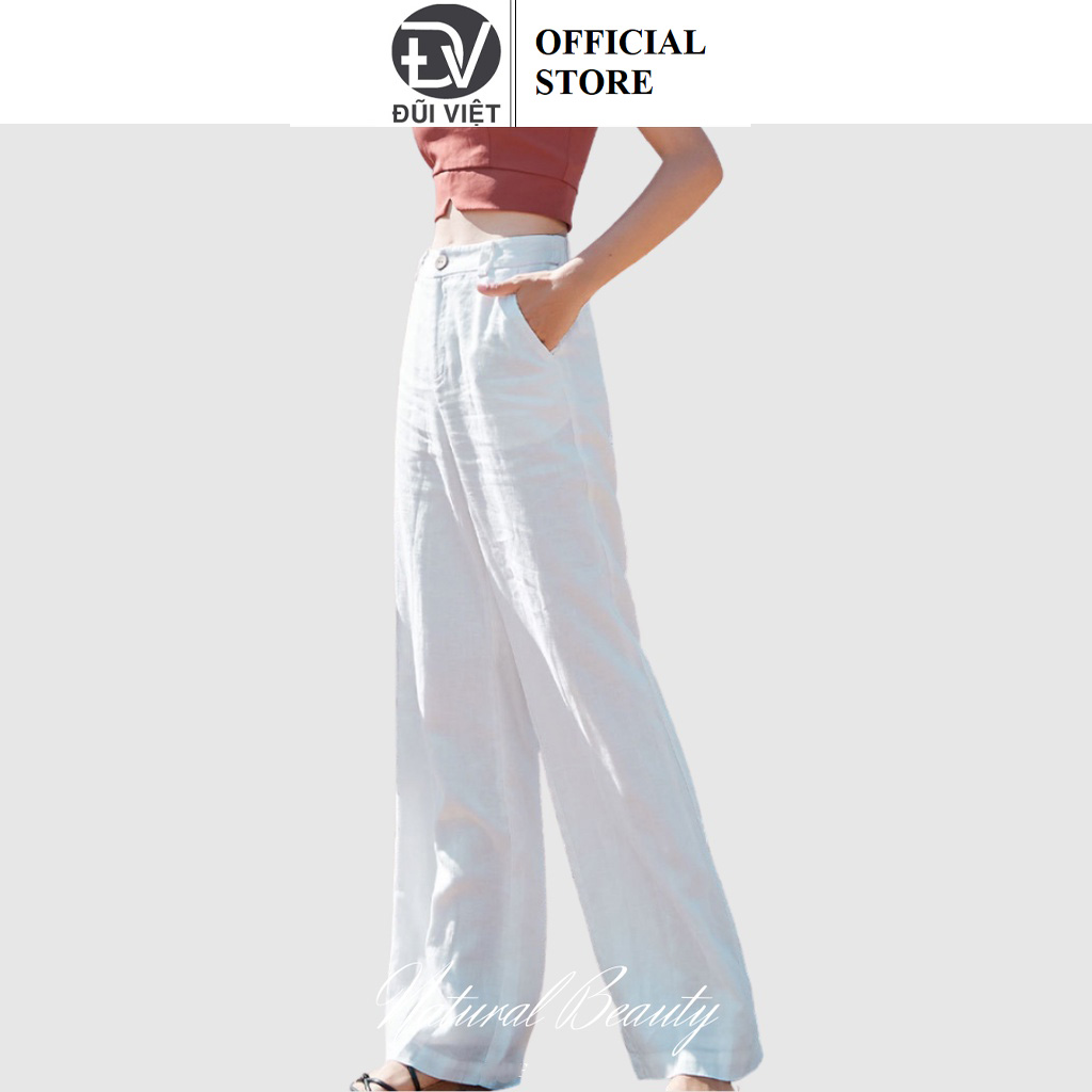 Quần suông nữ chất liệu linen thoáng mát, quần đi biển ĐŨI VIỆT QD07
