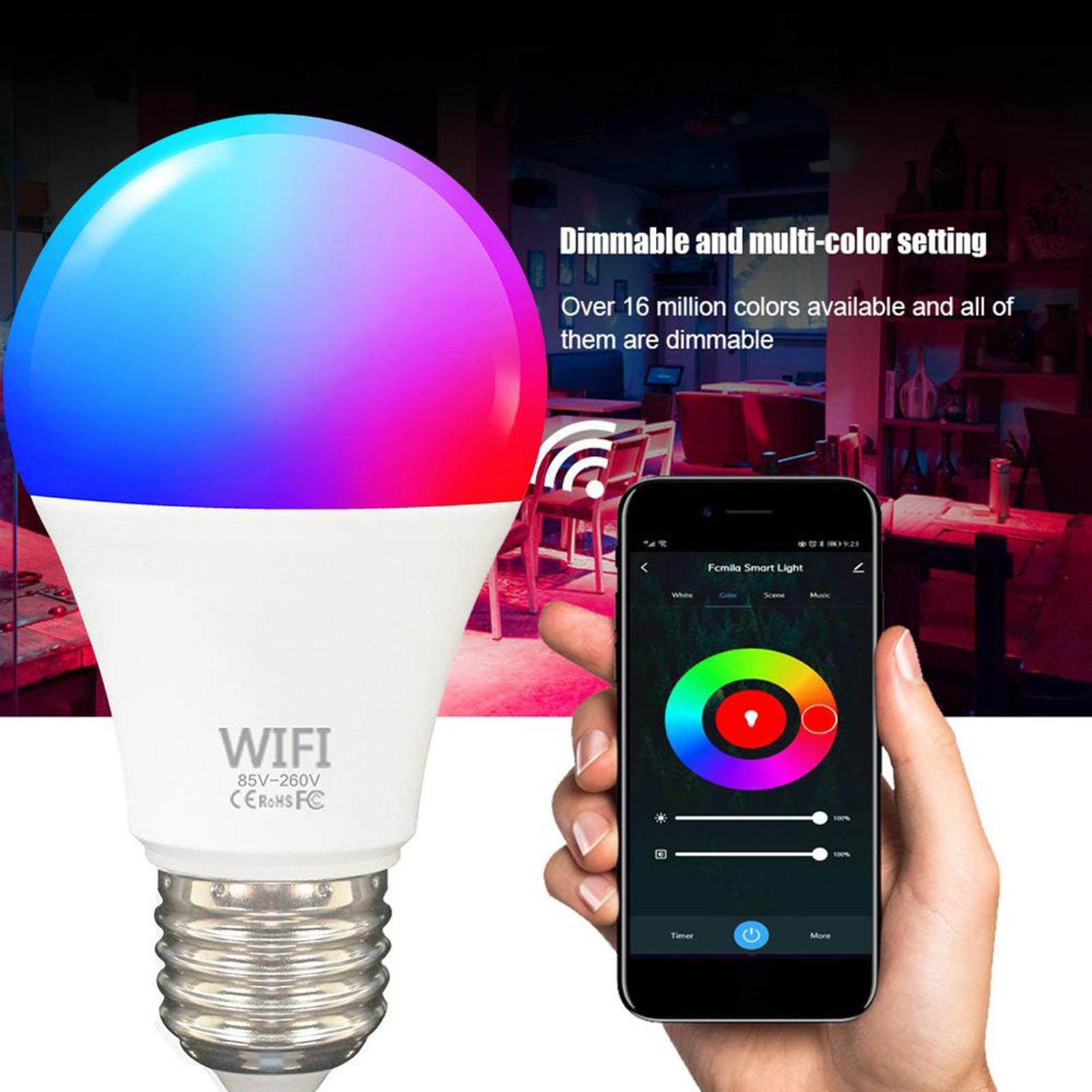 WiFi Smart Light Bulbs Dimmable LED E27 Control/Google Home/Alexa