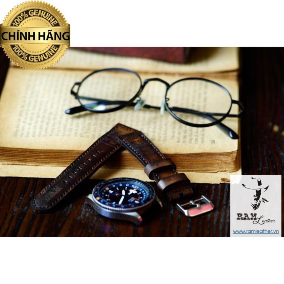 DÂY ĐÒNG HỒ TRỐNG ĐỒ DA BÒ Ý VEGTAN SOCOLA - HÀNG CHÍNH HÃNG