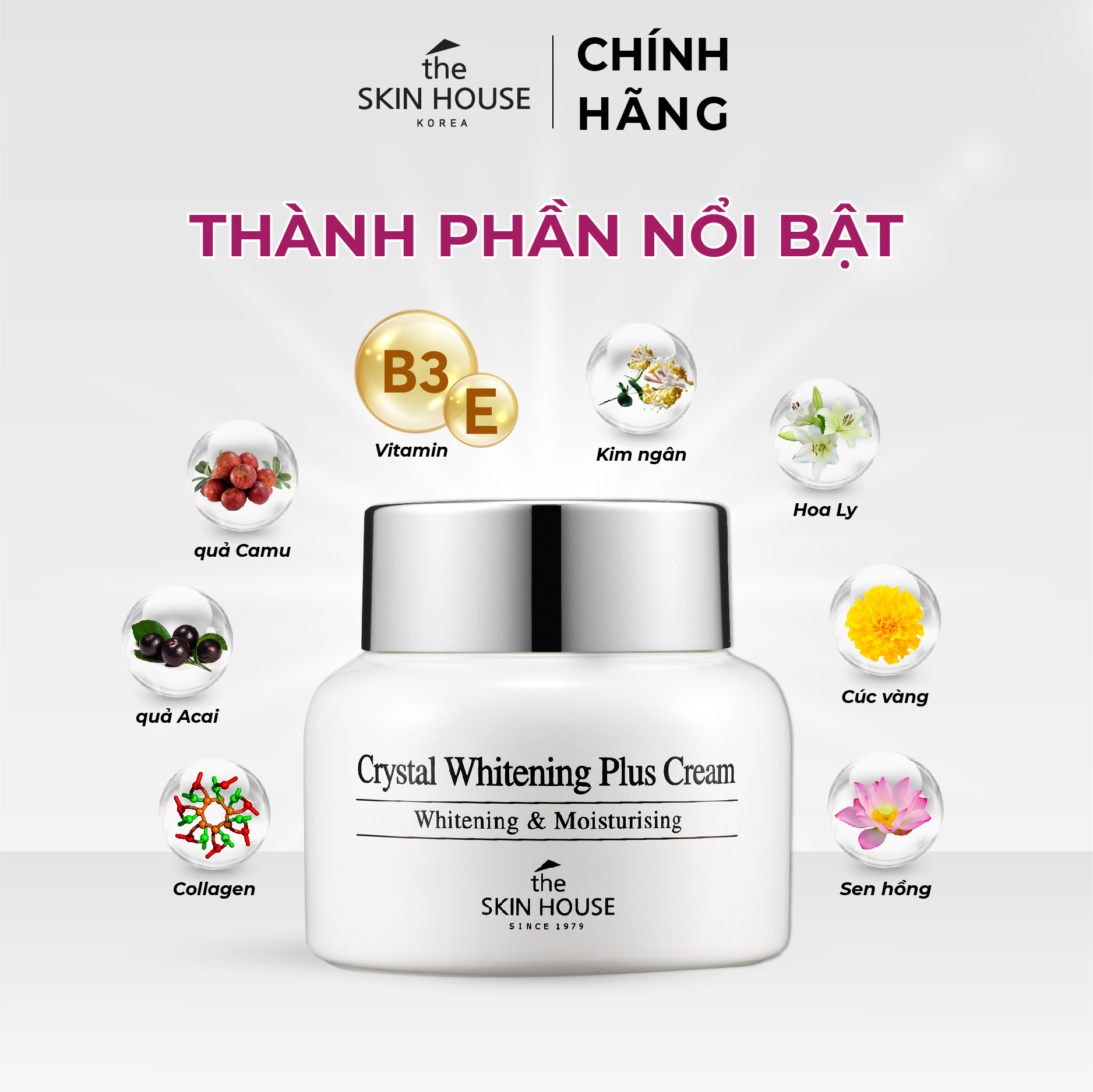 T21 Kem dưỡng giúp làm trắng da và mờ vết nám  - CRYS.TAL WHITENING PLUS CREAM 50gram