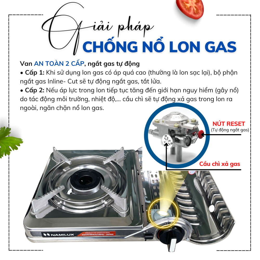 Bếp Gas Mini Cao Cấp Ngắt Gas An Toàn 2S │Giải Pháp Chống Nổ Lon Gas│Công Suất 2.6 Kw (2.200 kcal/giờ)│Hàng Chính Hãng