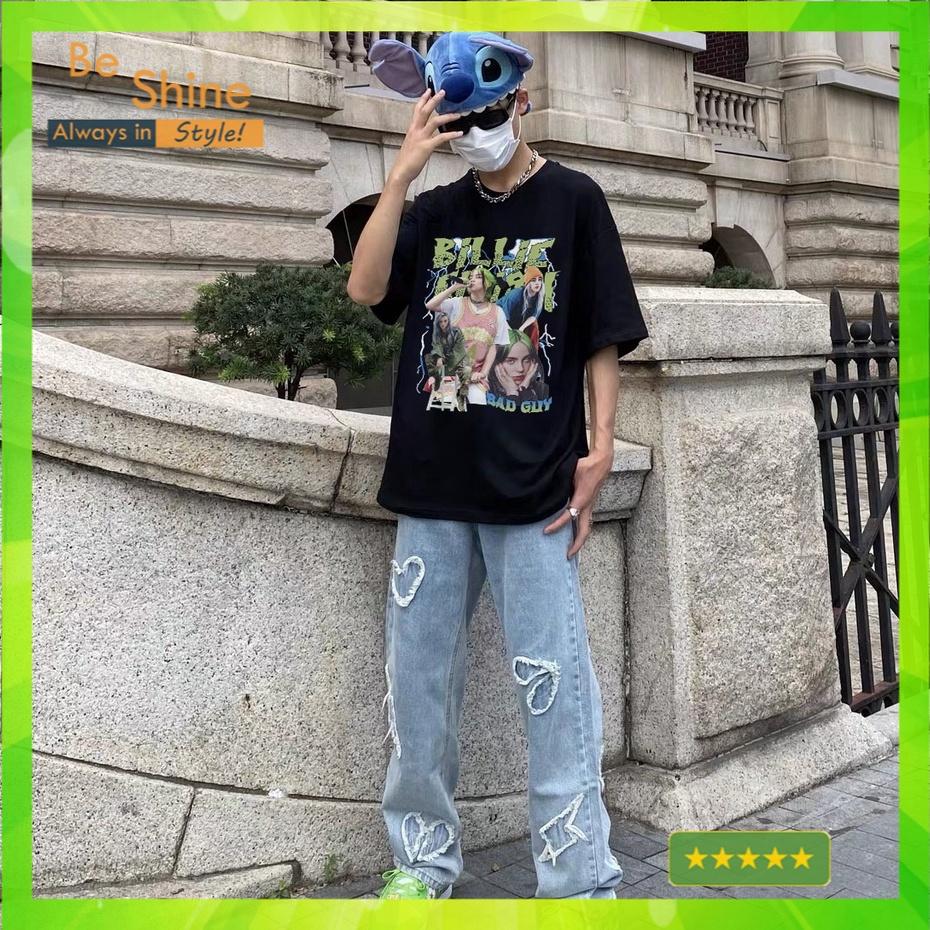 Áo thun Billie Eilish form rộng tay lỡ, áo phông unisex cotton in hoạt tiết