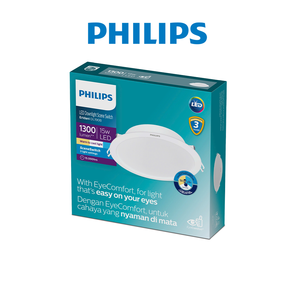 Đèn LED âm trần PHILIPS Eridani đổi ba màu sắc ánh sáng (trắng / vàng/ trung tính) - Đèn Philips