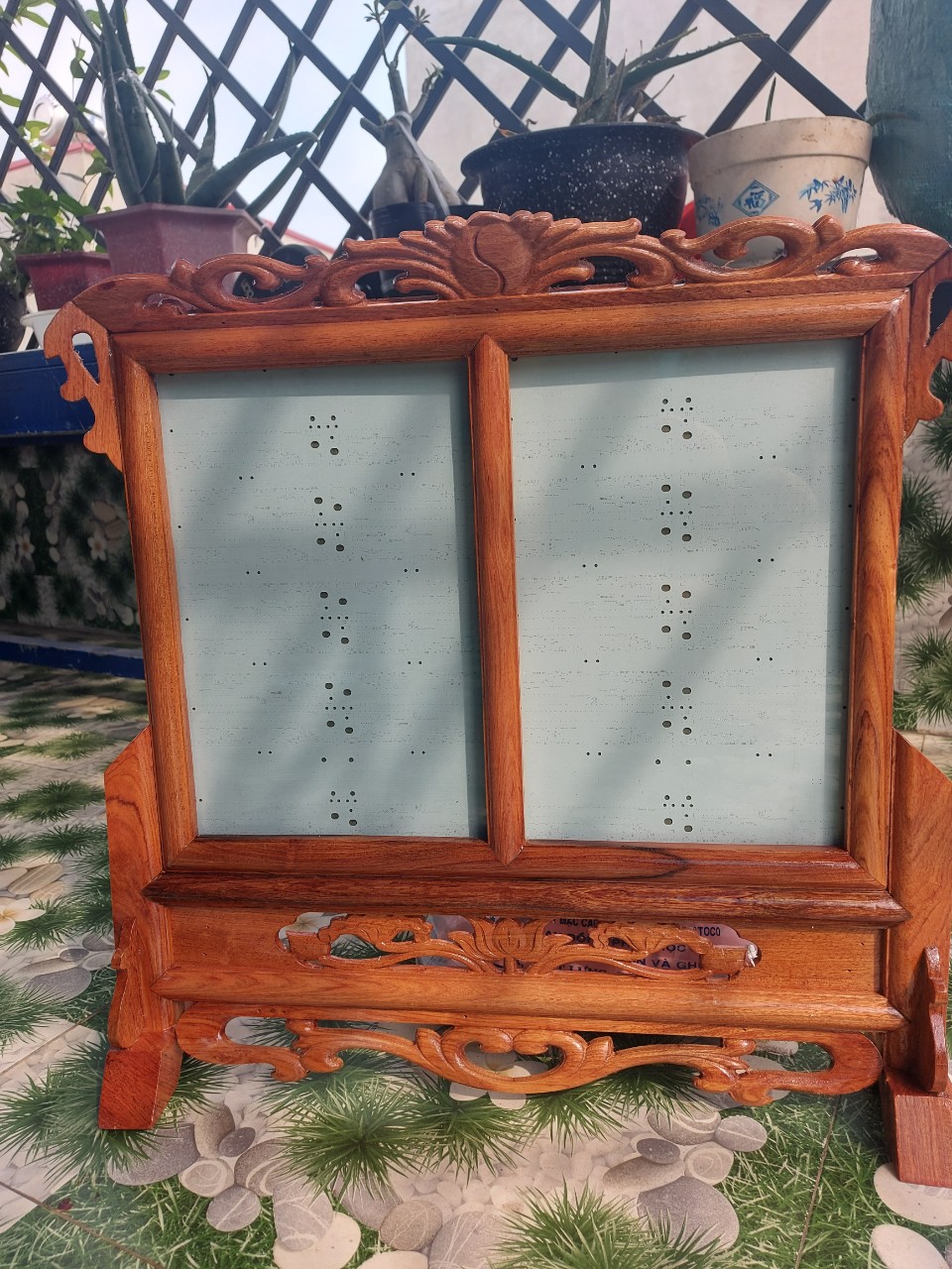 Khung ảnh thờ đôi,khung hình thờ thằng gỗ hương cao cấp 25 x 35 cm