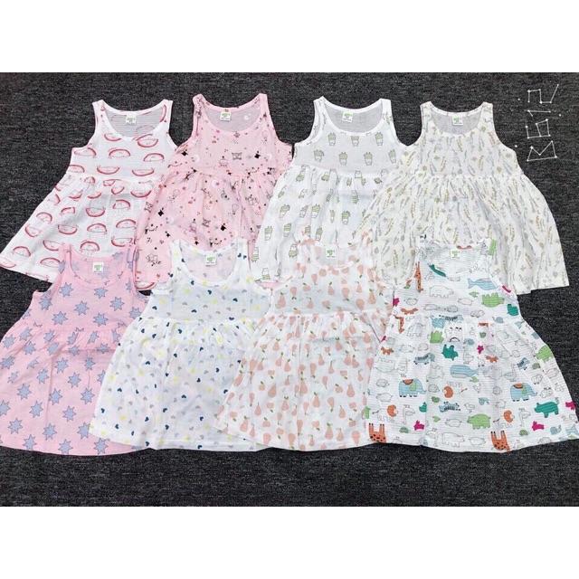 SALE Set 2 đầm hè cho bé xuất Nhật vải cotton xước mỏng nhẹ mát họa tiết xinh yêu