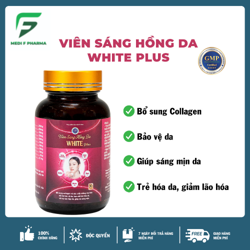 Viên uống collagen, tinh dầu hoa anh thảo White Plus - Hỗ trợ giúp da trắng sáng, chống nắng