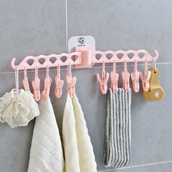 Foldable Clip and Cloths Hanger, Sock Hanger Underwear Hanger with 10