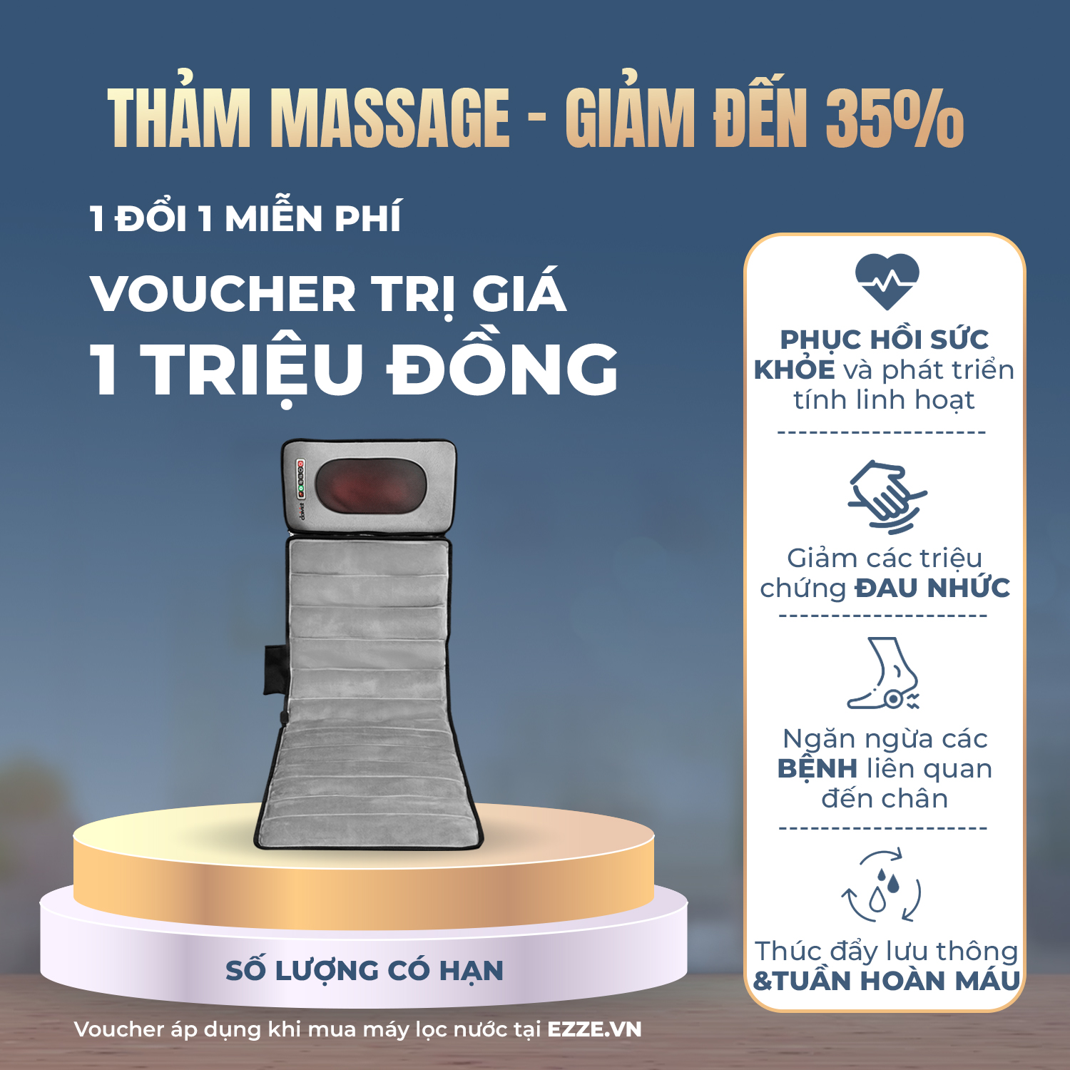 Thảm massage Đại Việt DVTM-00002 massage thư giãn toàn thân, xoa bóp giảm đau [HỎA TỐC 2H HCM]