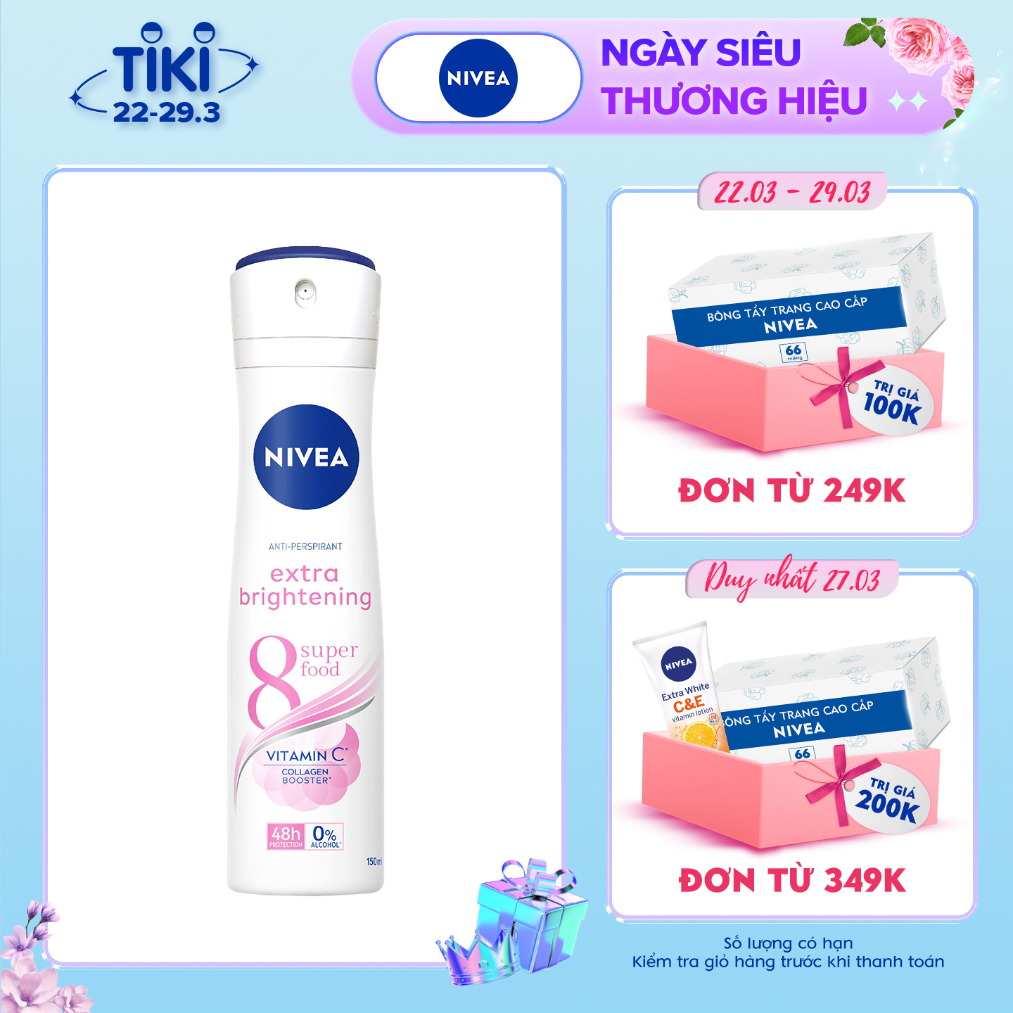 Xịt Khử Mùi Nữ NIVEA Extra Whitening 150ml - 82967