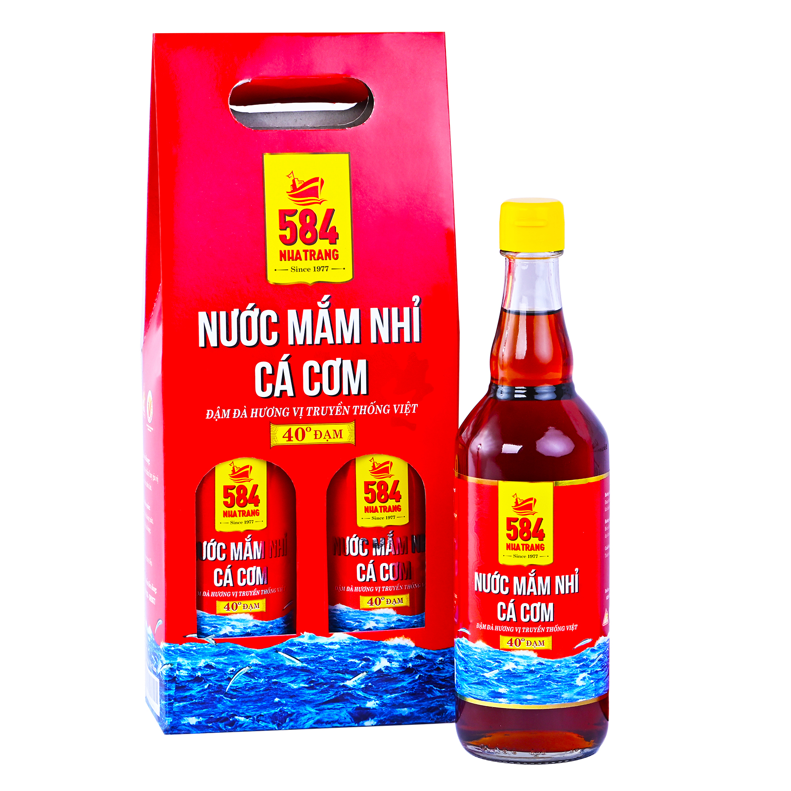 Thùng 6 Chai Nước mắm Nhỉ Cá cơm 584 Nha Trang - 40 Độ Đạm - Chai Thủy Tinh 510ml