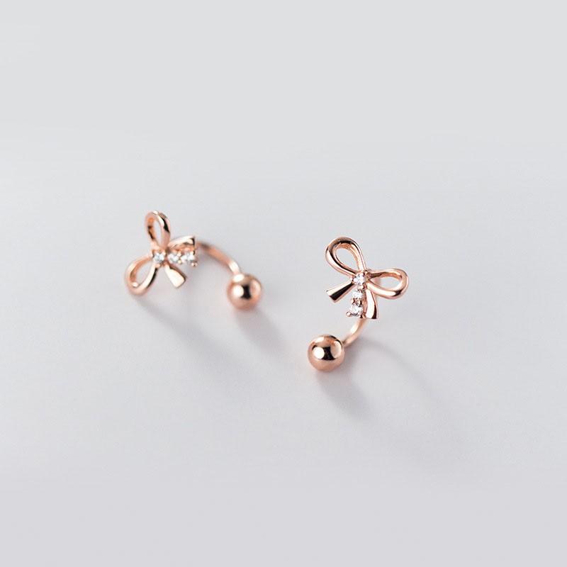 Khuyên tai bạc Ý s925 khảm hình nơ rỗng xinh tươi G6467 - AROCH Jewelry
