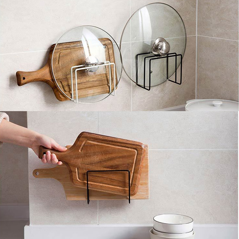 Giá để vung xoong - thớt đa năng nhà bếp, dùng miếng dán, không cần khoan