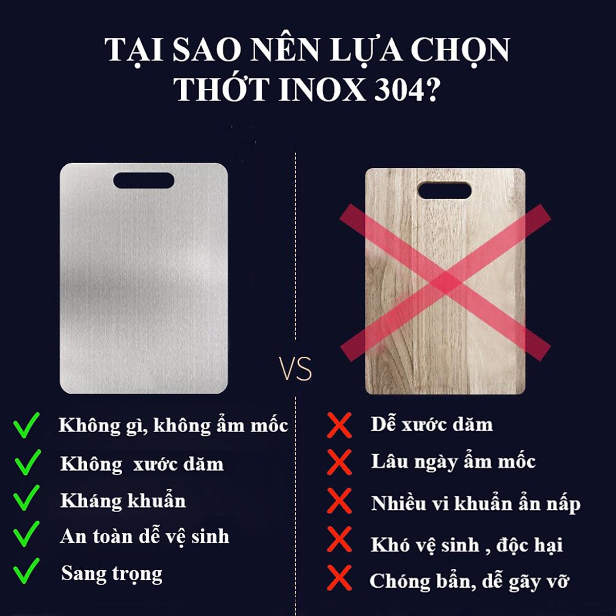 Thớt Inox Tiện Dụng Kháng Khuẩn - Tặng Kèm Dụng Cụ Xịt Nước Cốt Chanh