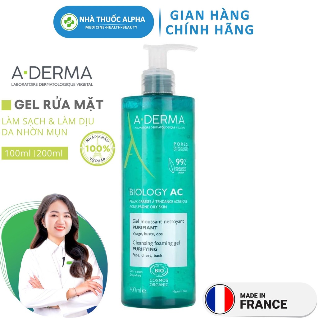 Gel Rửa Mặt Cho Da Mụn, Nhạy Cảm 400ml – A-Derma Gel BIOLOGY AC CLEANSING FOAM