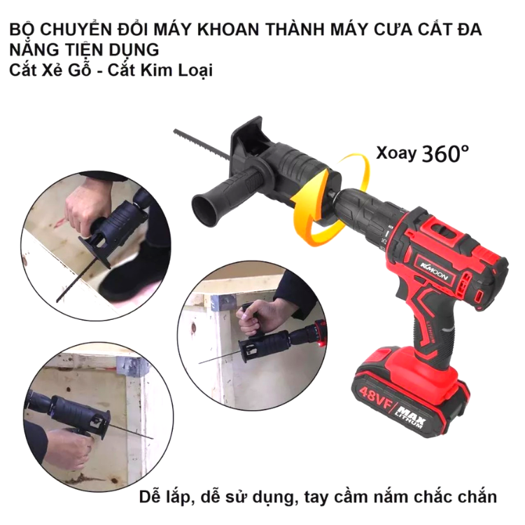 Bộ Chuyển Đổi Máy Khoan Thành Máy Cưa Lọng Cầm Tay(Tặng kèm 3 lưỡi cưa)