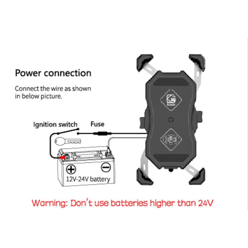 Giá Đỡ Điện Thoại Sạc Không Dây 15W QC3.0 Xoay 360 Độ Gắn Xe Máy