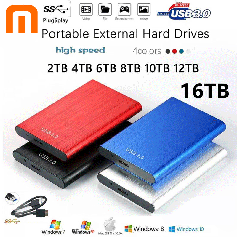 Ổ cứng di động 1TB 2TB SSD 4TB 16TB Ổ cứng gắn ngoài Type-C USB 3.1 Ổ cứng lưu trữ ngoài 8TB tốc độ cao cho máy tính xách tay PS4 PC Màu sắc: Bạc 500GB