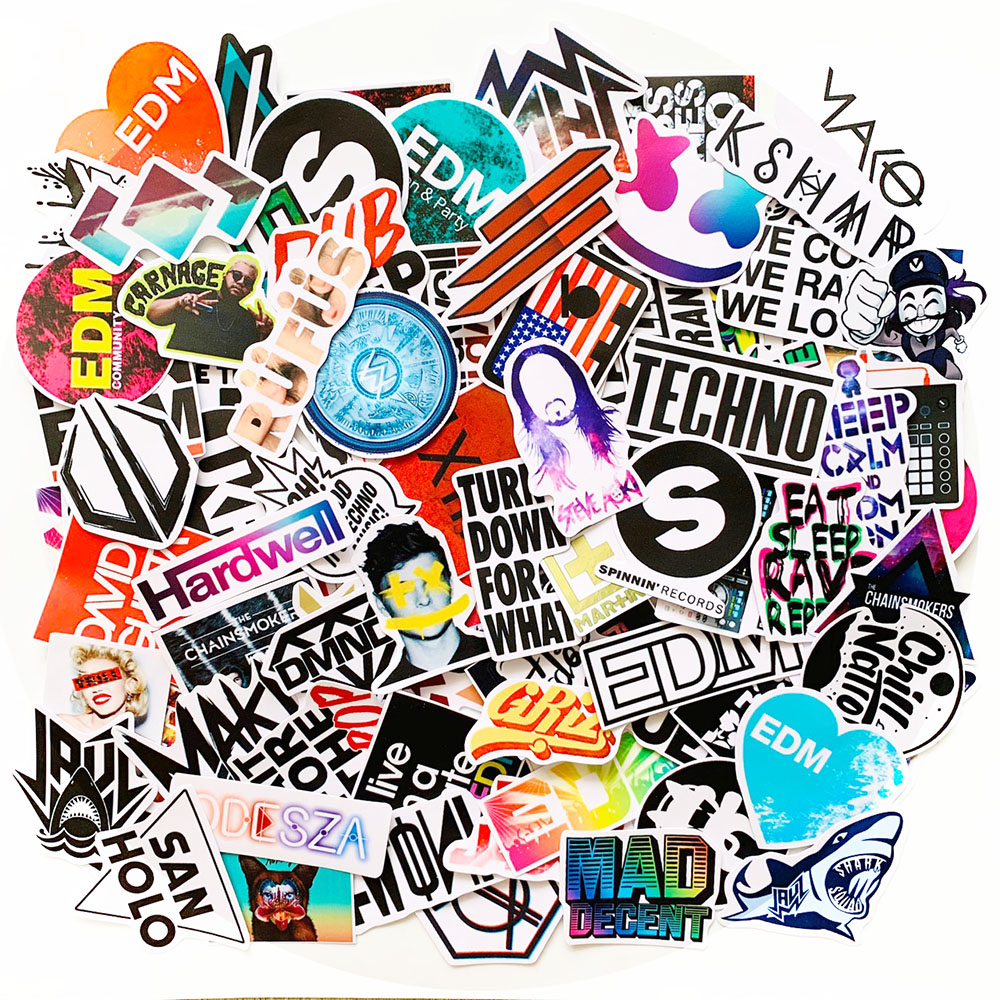 50 Sticker EDM (2020) Hình Dán Chủ Đề Âm Nhạc Điện Tử Remix Dubstep Chống Nước Decal Chất Lượng Cao Trang Trí