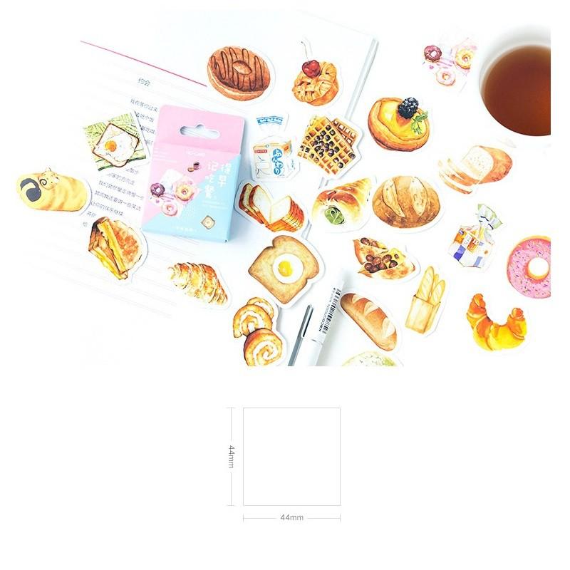 Hộp 46 Miếng Dán Sticker Hình Bánh Mì / Trứng / Sữa / Bánh Donut ST196