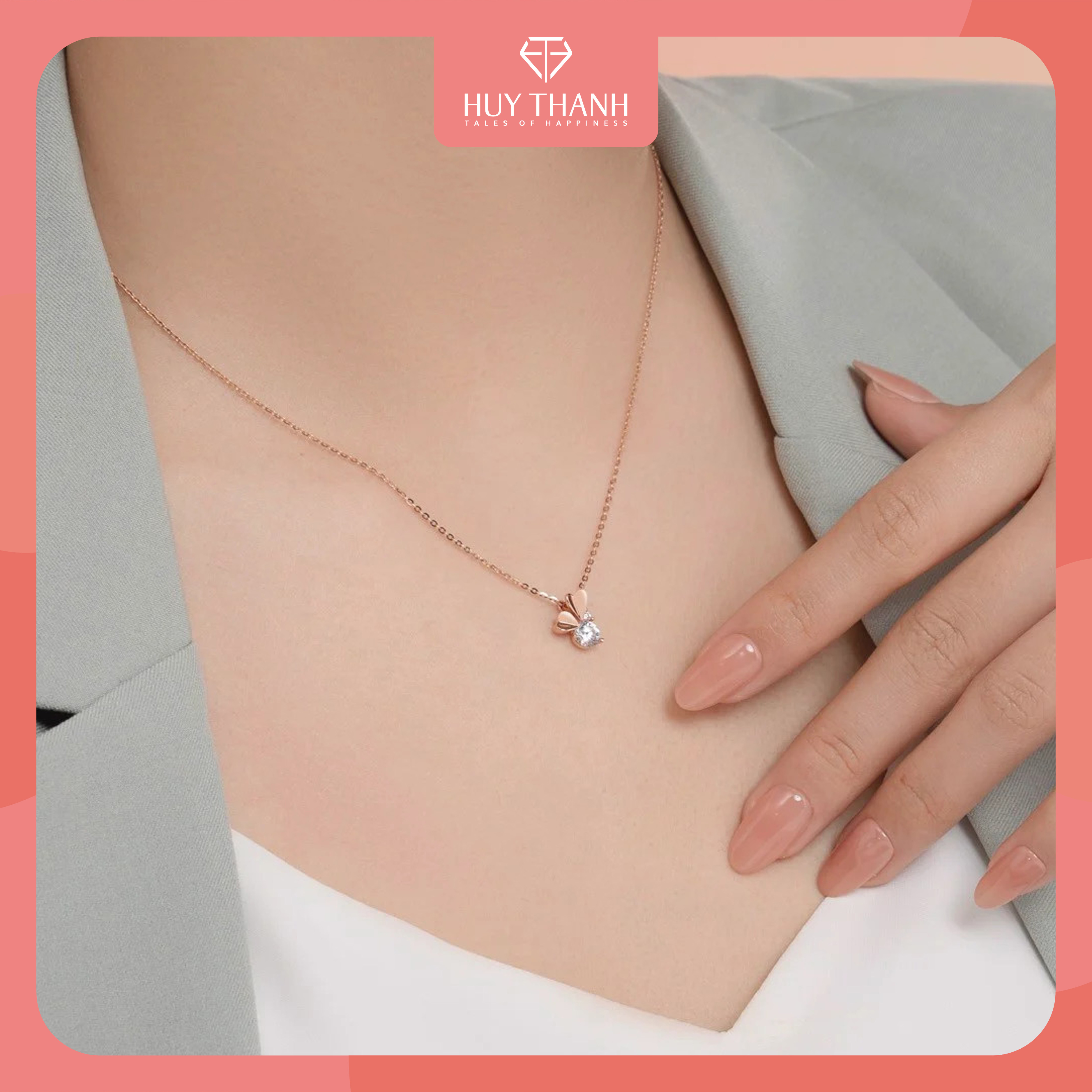 Dây Chuyền Vàng Tây 14k Wings Of Love DCMAMD616 Huy Thanh Jewelry