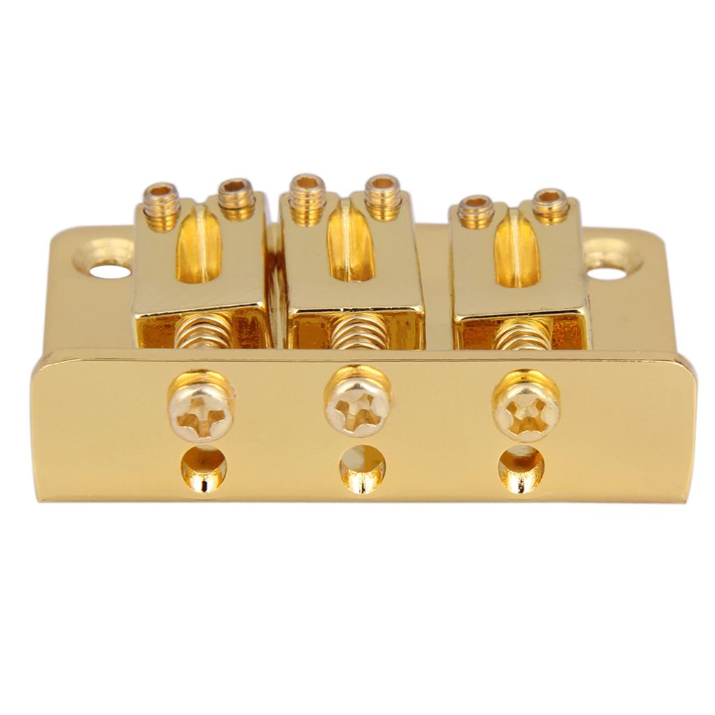 2X Guitar Bridge with Wrench Screw Set for 3 String Electric Gold