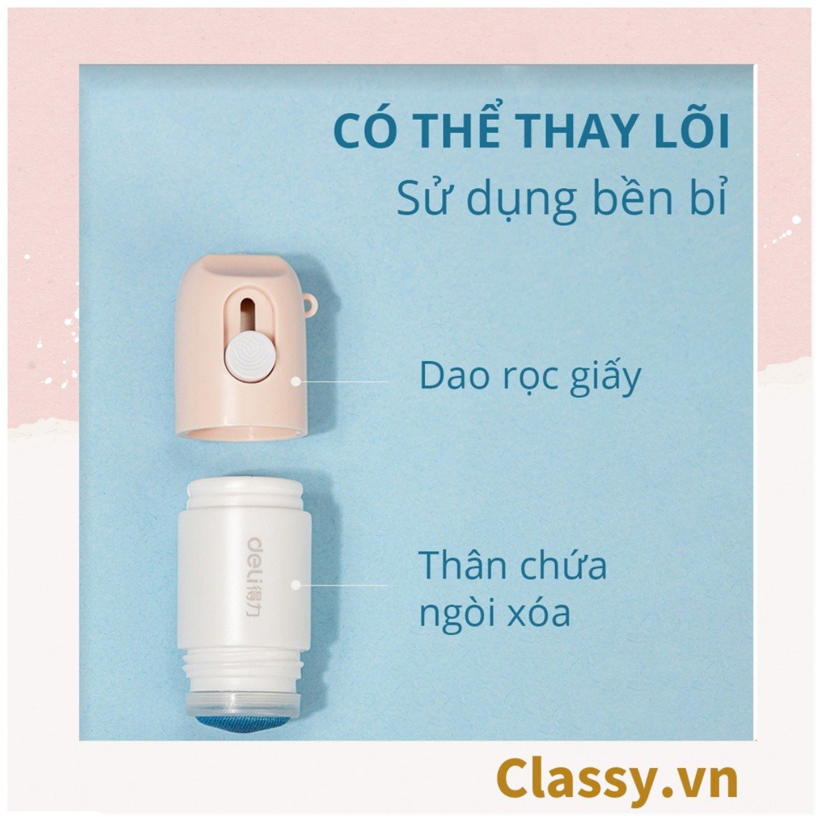 BÚT XÓA THÔNG TIN ĐƠN HÀNG KÈM DAO RỌC GIẤY MINI PK1764, có thể thay lõi