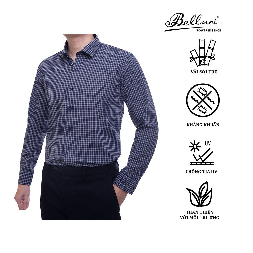 Áo sơ mi nam SlimFit tay dài cao cấp BELLUNI sợi tre chống nhăn kẻ ô sang trọng - ADS.BPS.BE.156.B1