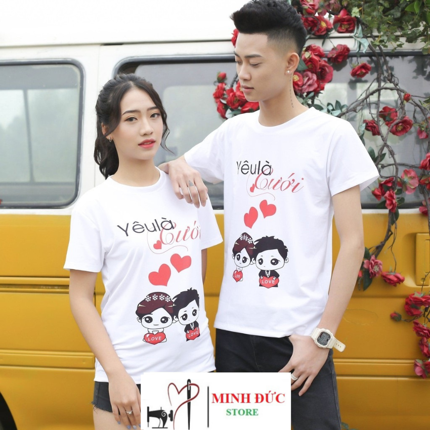 Áo Đôi Nam Nữ TT10, Áo Đôi Phông Rộng In Yêu Là Cưới ý Nghĩa, Vải Cotton Thun Thoáng Mát