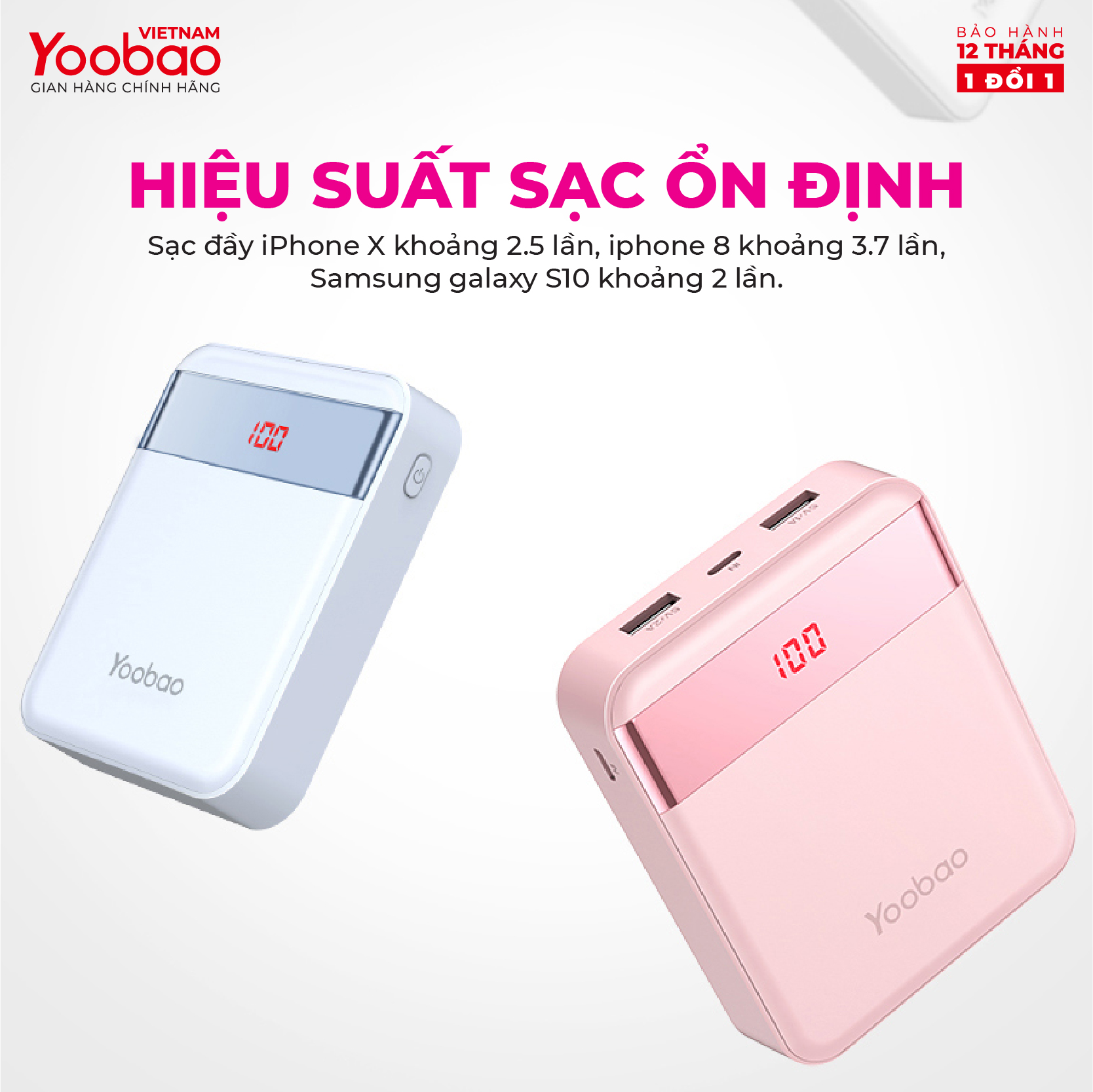 Pin sạc dự phòng 10000mAh YOOBAO M4Pro 2 cổng USB có đèn pin LED - hàng chính hãng