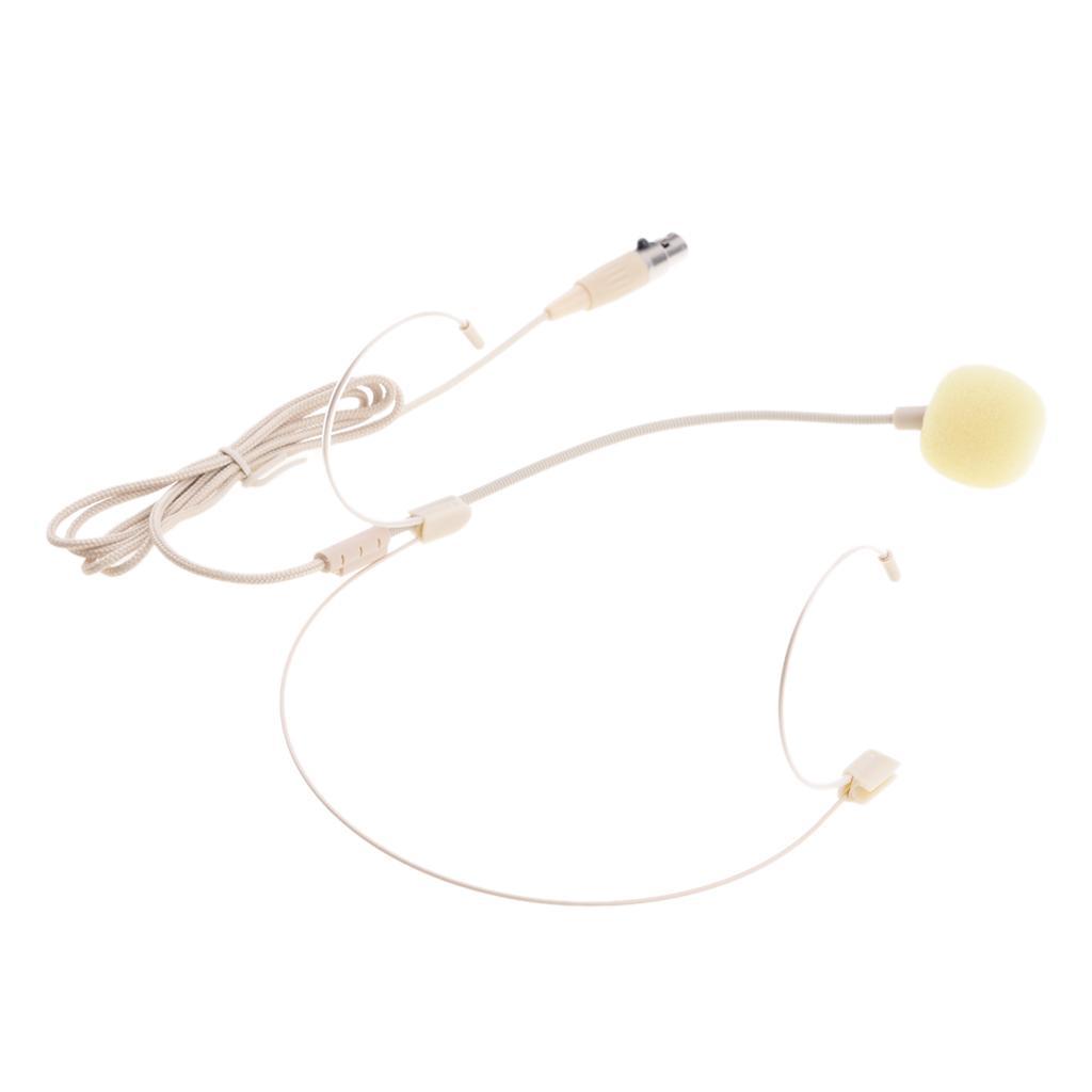 4xDouble Ear Hook Wired Headset Headworn Microphone Beige XLR 4Pin