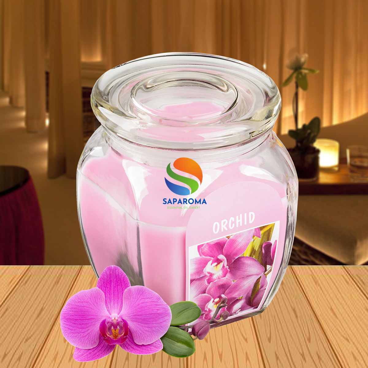 Hũ nến thơm tinh dầu Bolsius Orchid 305g QT024367 - hương hoa lan, nến trang trí, thơm phòng, thư giãn, Hỗ trợ khử mùi