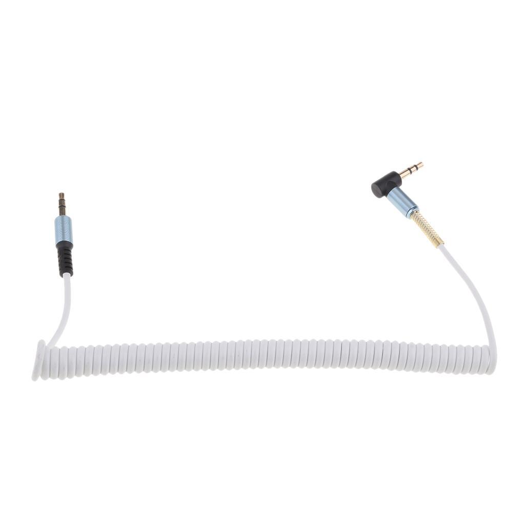 3.5mm M to M Aux Cable Cord L-Shaped Right Angle Audio Headphone White