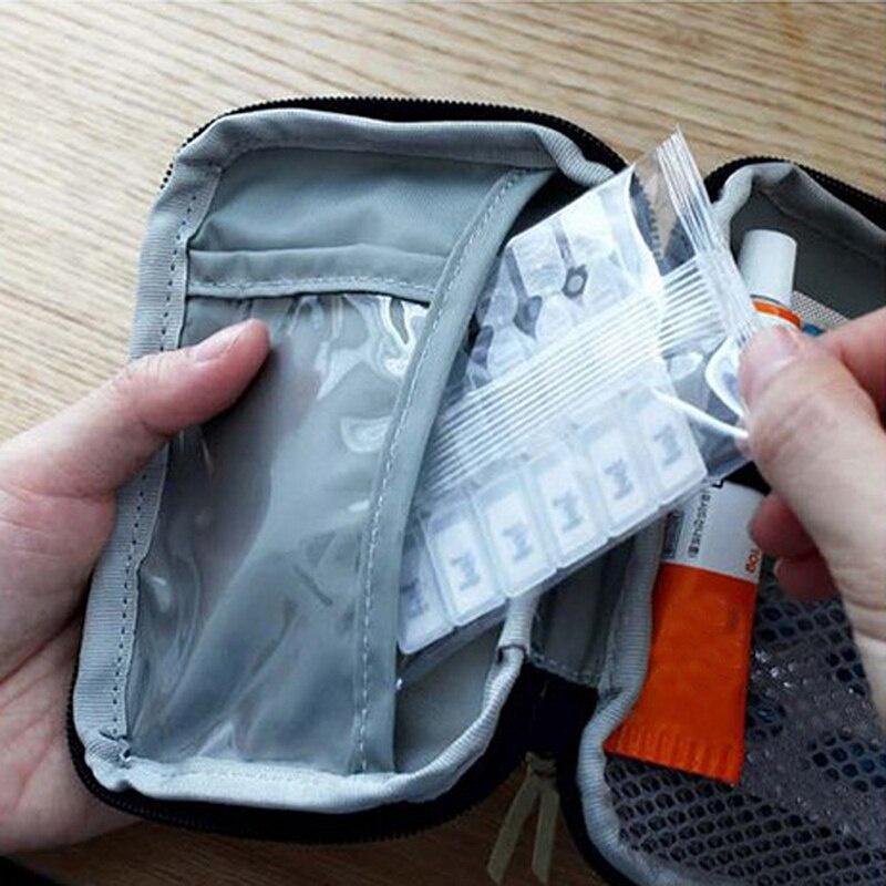 Bộ sơ cứu mini di động Túi đựng thuốc dành cho trường hợp khẩn cấp Hộp chia nhỏ thuốc tiện lợi.