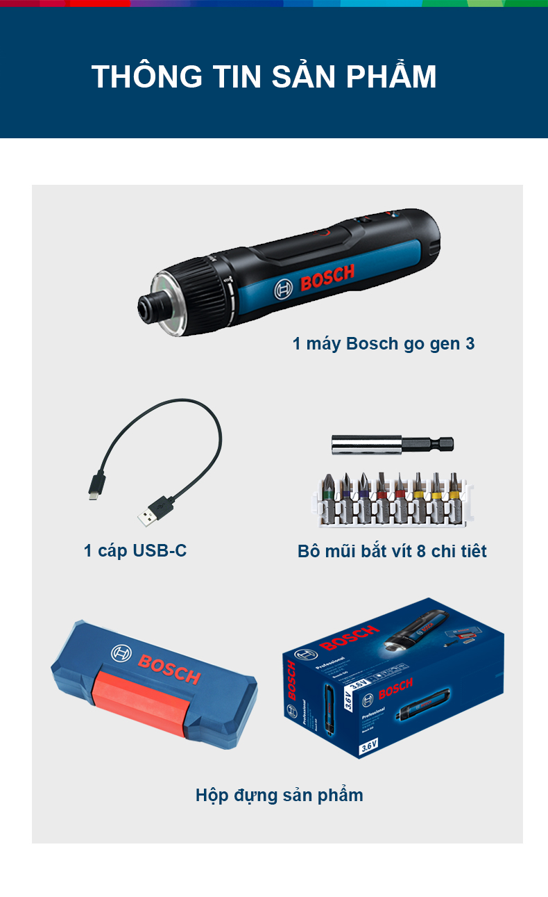 Máy bắn vít dùng pin Bosch Go Gen 3 KIT MỚI